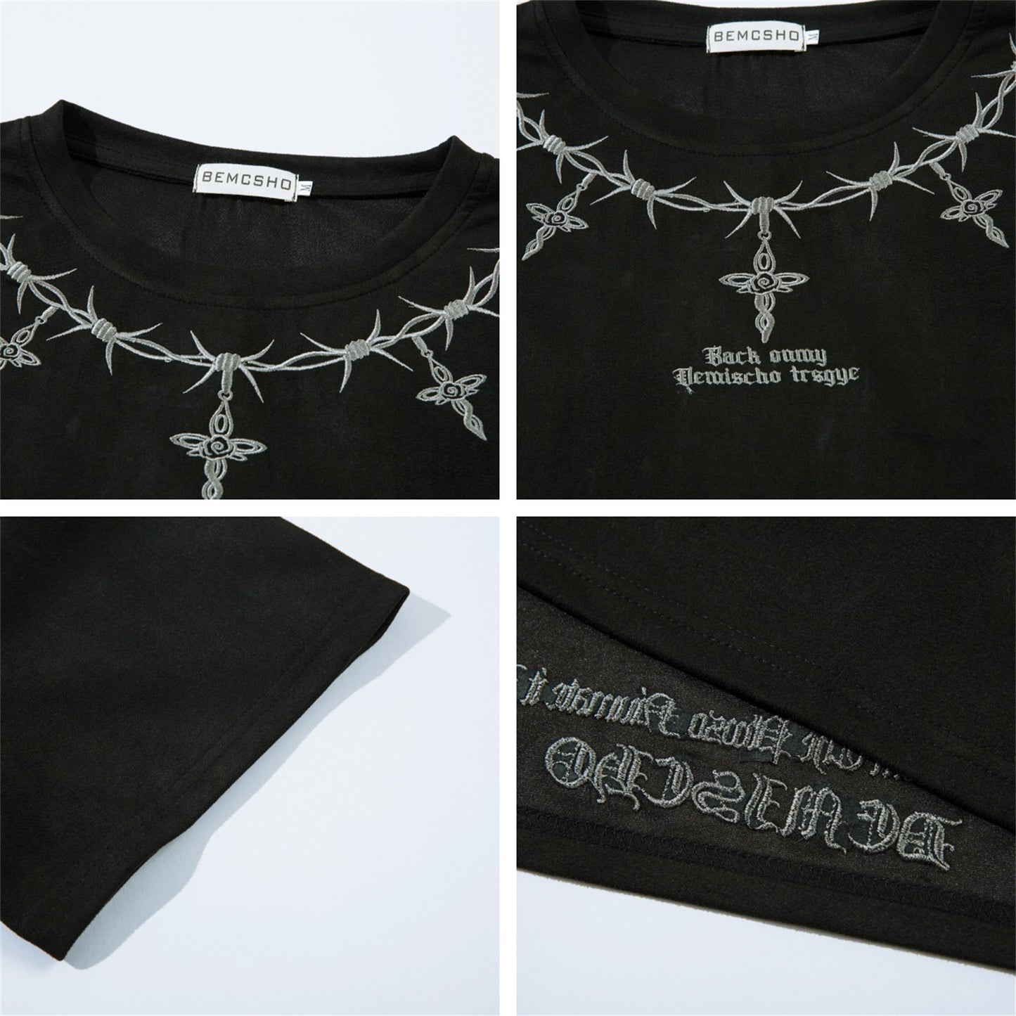 Thorn Embroidered Short Sleeve T-shirt Top