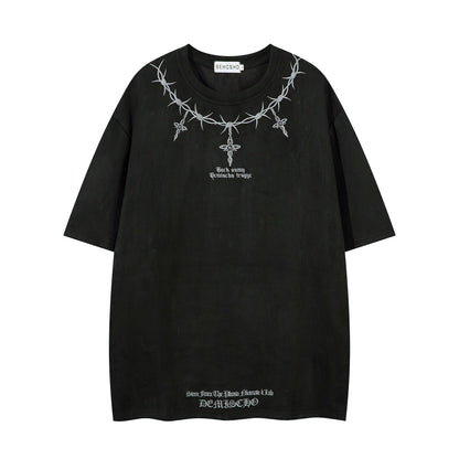 Thorn Embroidered Short Sleeve T-shirt Top