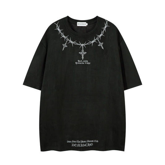 Thorn Embroidered Short Sleeve T-shirt Top